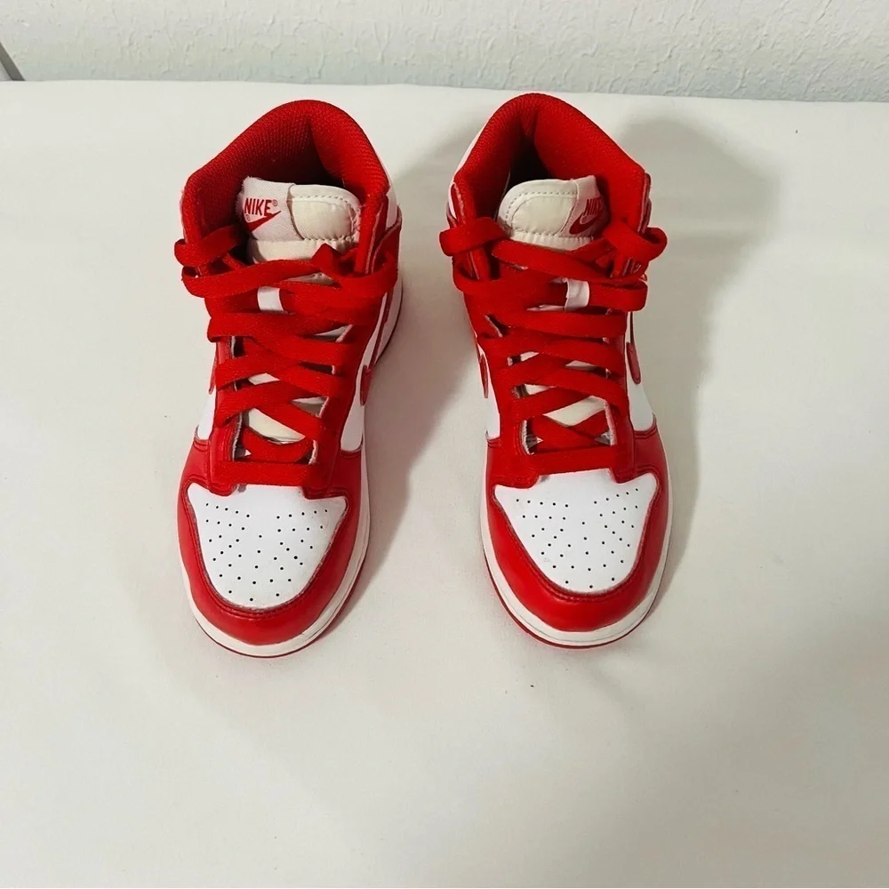 Nike Dunk High (PS) White/University Red Size 13.5 DD2314-106 School Casual EUC